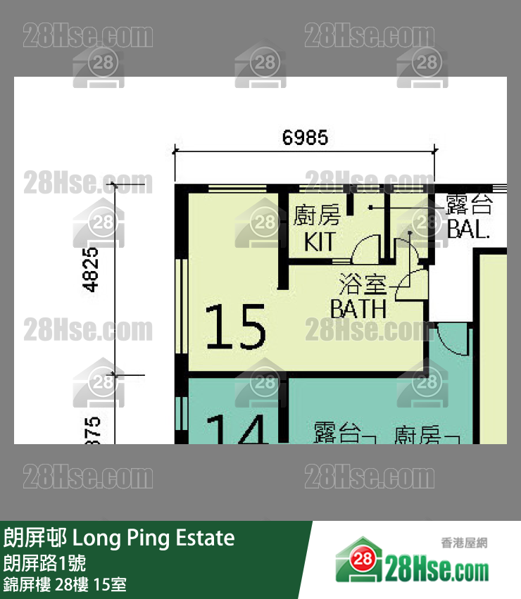 朗屏邨 錦屏樓28樓 15室 平面圖