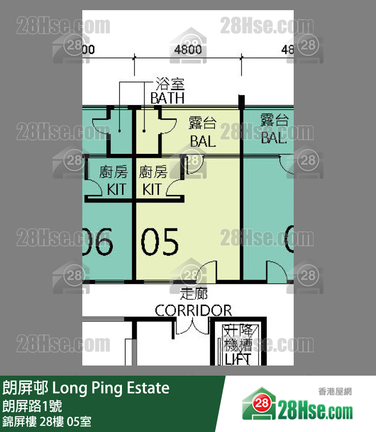 朗屏邨 錦屏樓28樓 05室 平面圖