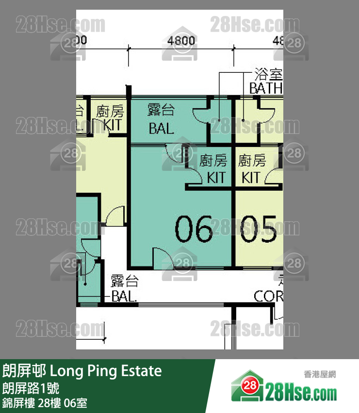 朗屏邨 錦屏樓28樓 06室 平面圖