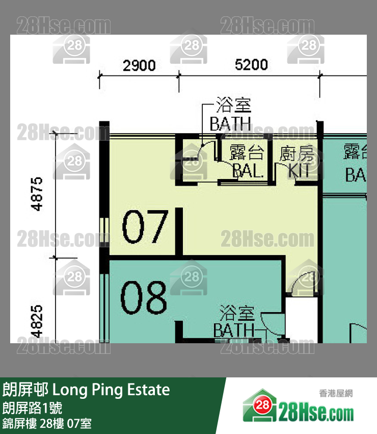 朗屏邨 錦屏樓28樓 07室 平面圖