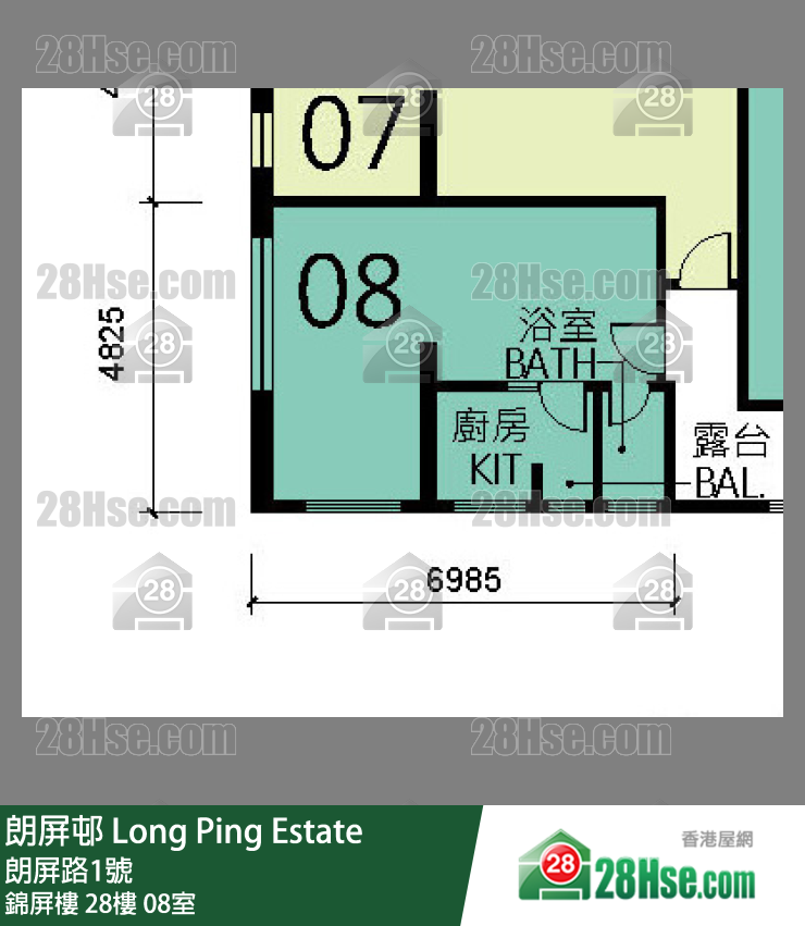 朗屏邨 錦屏樓28樓 08室 平面圖