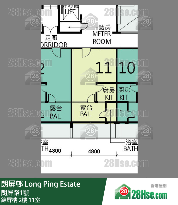 朗屏邨 錦屏樓2樓 11室 平面圖