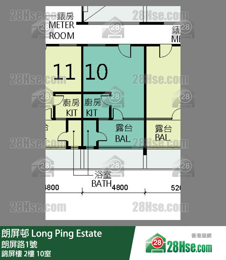 朗屏邨 錦屏樓2樓 10室 平面圖