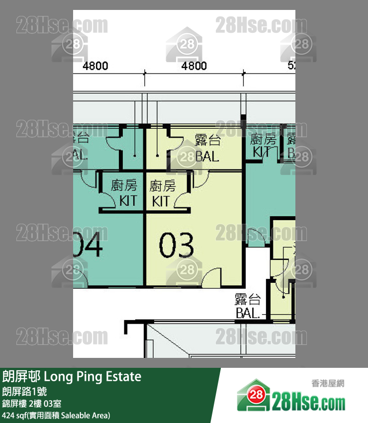 朗屏邨 錦屏樓 2樓 03室 平面圖