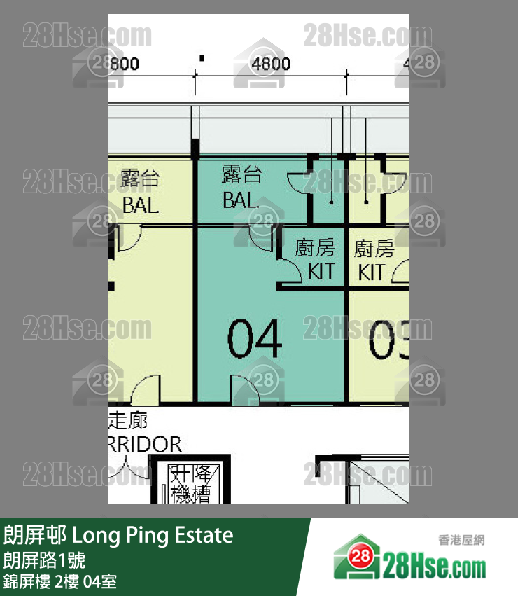 朗屏邨 錦屏樓2樓 04室 平面圖