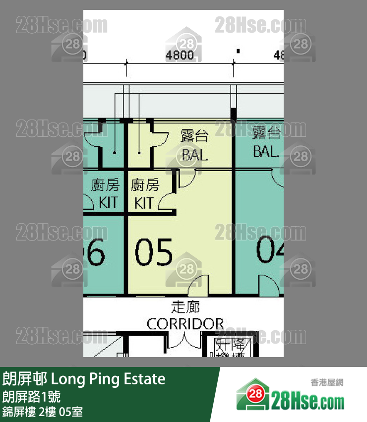朗屏邨 錦屏樓2樓 05室 平面圖