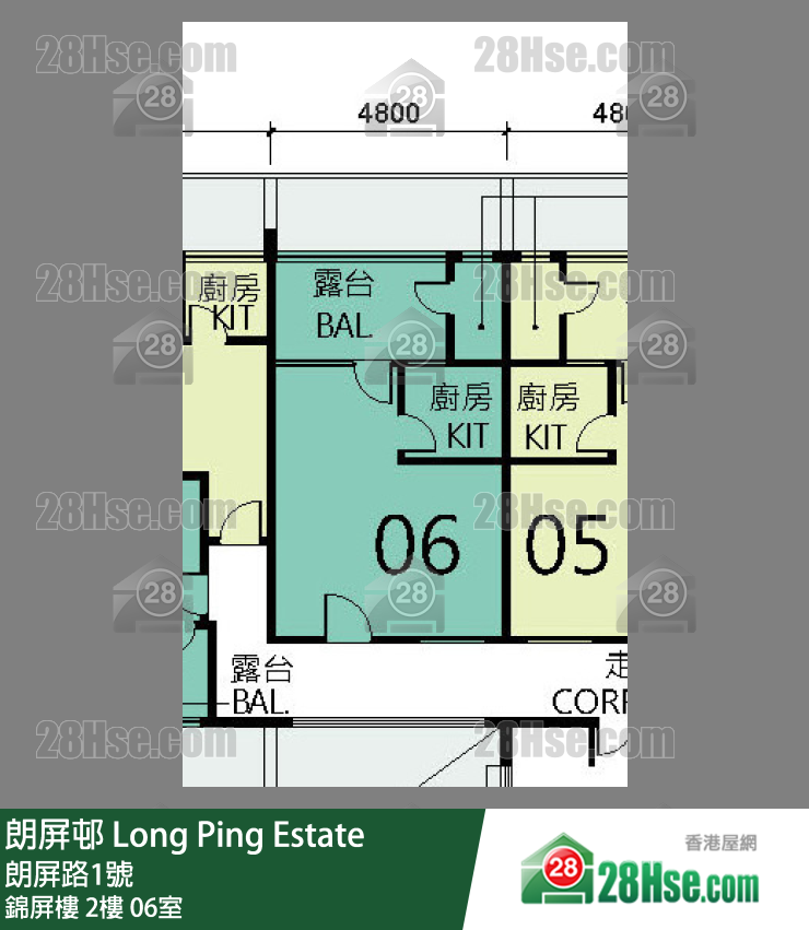 朗屏邨 錦屏樓2樓 06室 平面圖