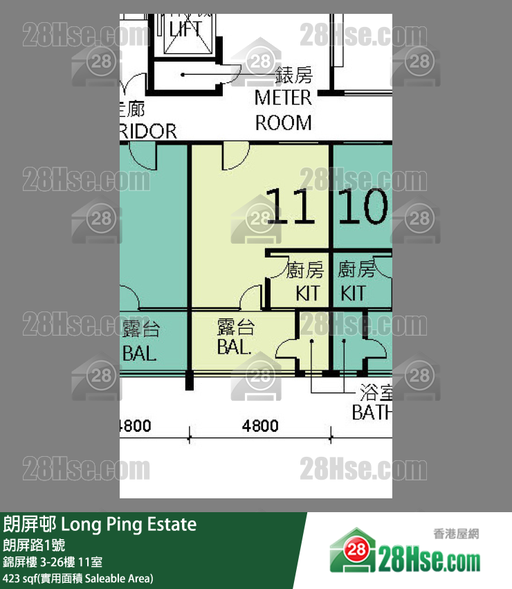 朗屏邨 錦屏樓18樓 11室 平面圖