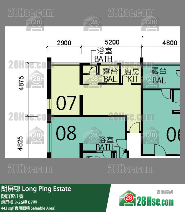 朗屏邨 錦屏樓23樓 07室 平面圖