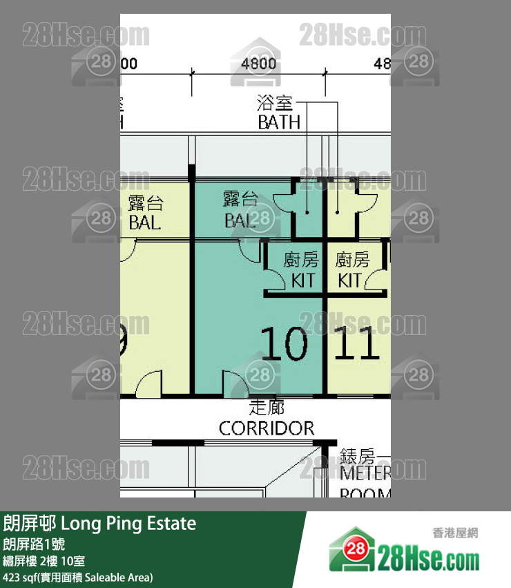 朗屏邨 繡屏樓 2樓 10室 平面圖