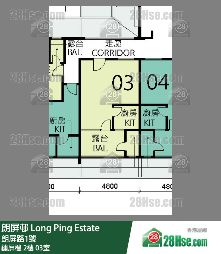 朗屏邨 繡屏樓2樓 03室 平面圖