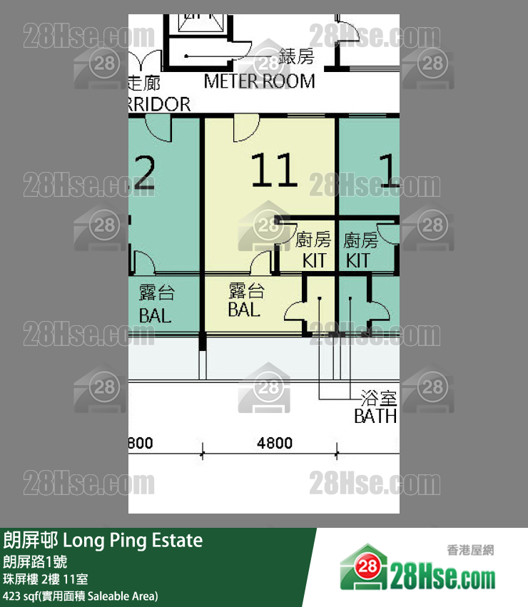 朗屏邨 珠屏樓 2樓 11室 平面圖