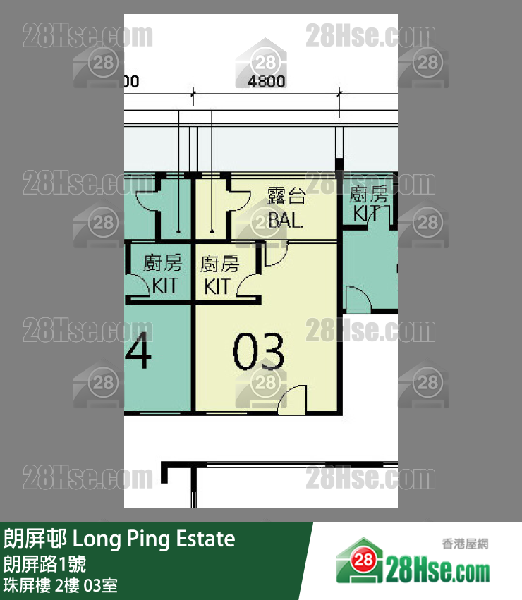 朗屏邨 珠屏樓2樓 03室 平面圖