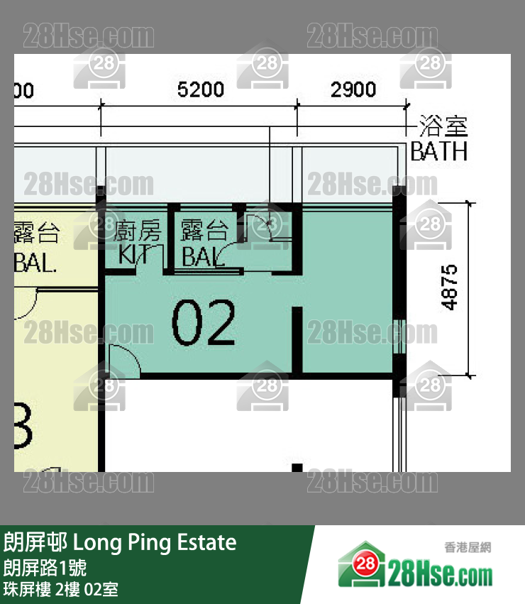 朗屏邨 珠屏樓2樓 02室 平面圖