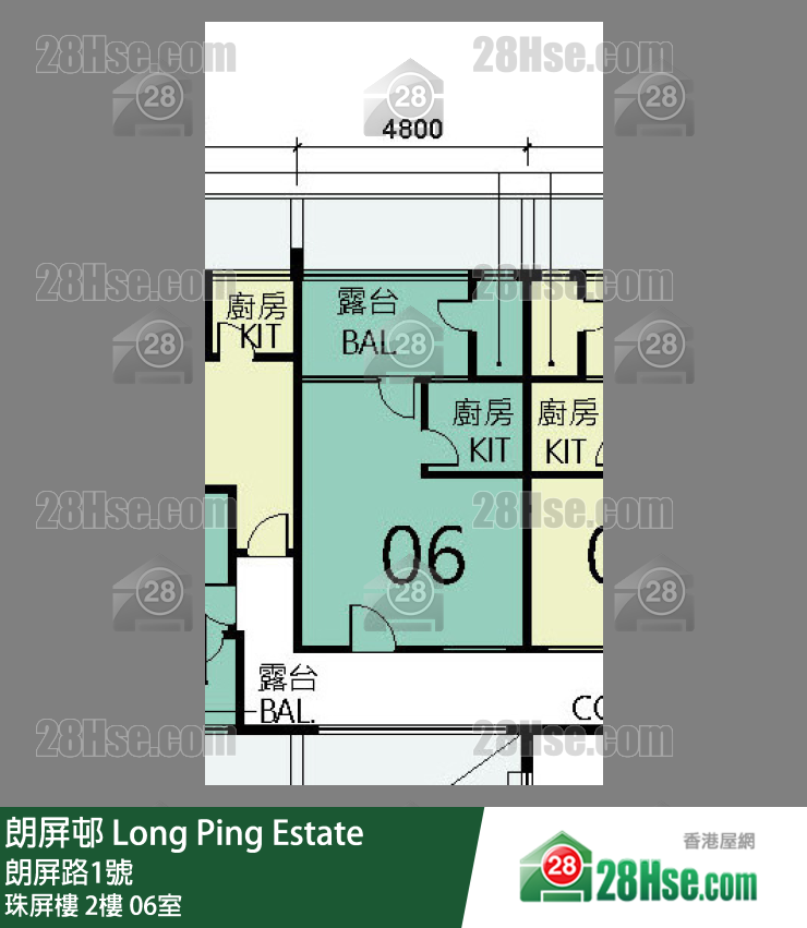 朗屏邨 珠屏樓2樓 06室 平面圖
