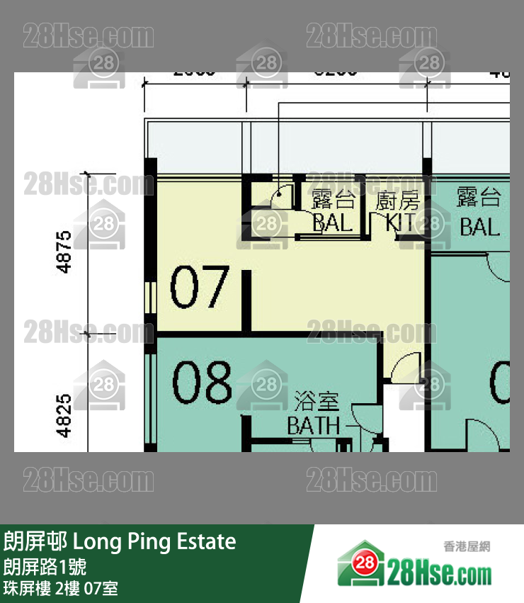 朗屏邨 珠屏樓 2樓 07室 平面圖