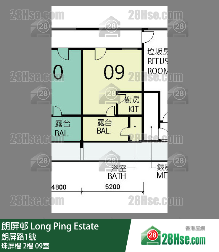 朗屏邨 珠屏樓2樓 09室 平面圖