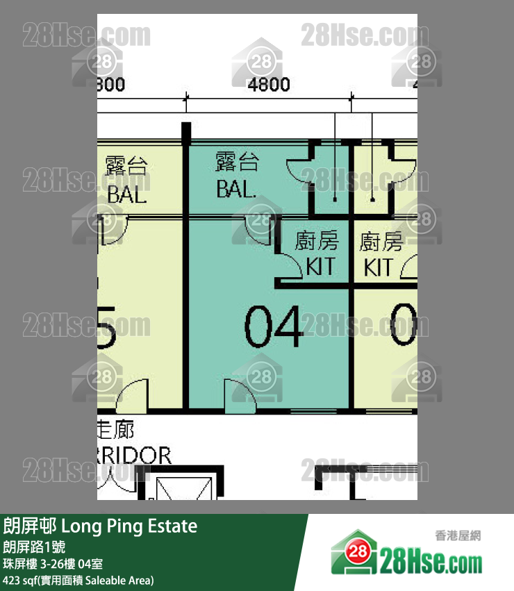 朗屏邨 珠屏樓19樓 04室 平面圖