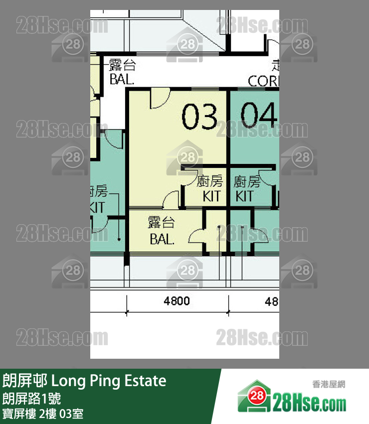 朗屏邨 寶屏樓 2樓 03室 平面圖