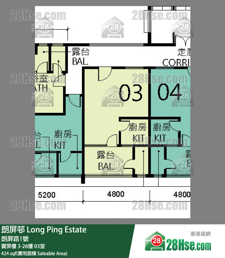 朗屏邨 寶屏樓21樓 03室 平面圖