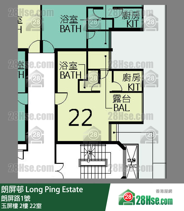 朗屏邨 玉屏樓 2樓 22室 平面圖