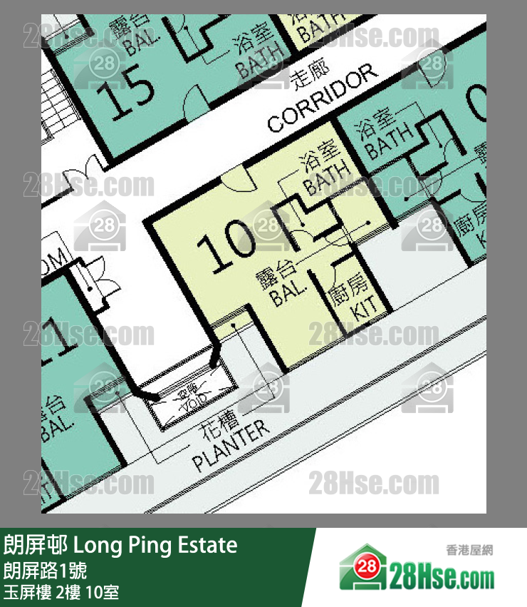 朗屏邨 玉屏樓2樓 10室 平面圖