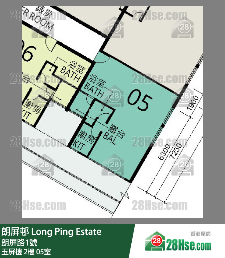 朗屏邨 玉屏樓2樓 05室 平面圖