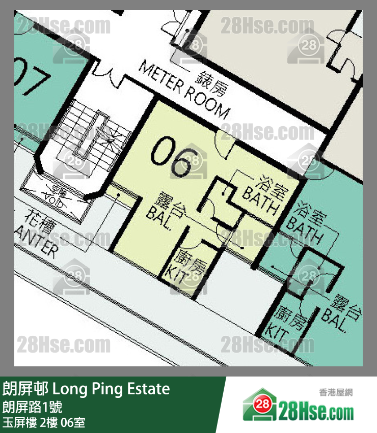 朗屏邨 玉屏樓2樓 06室 平面圖