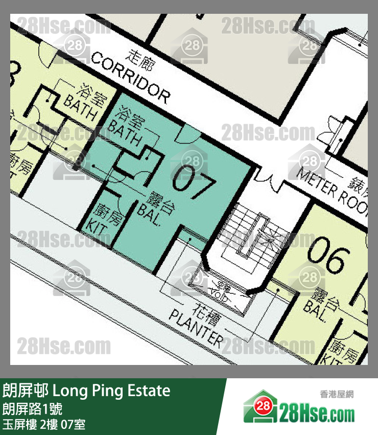 朗屏邨 玉屏樓2樓 07室 平面圖