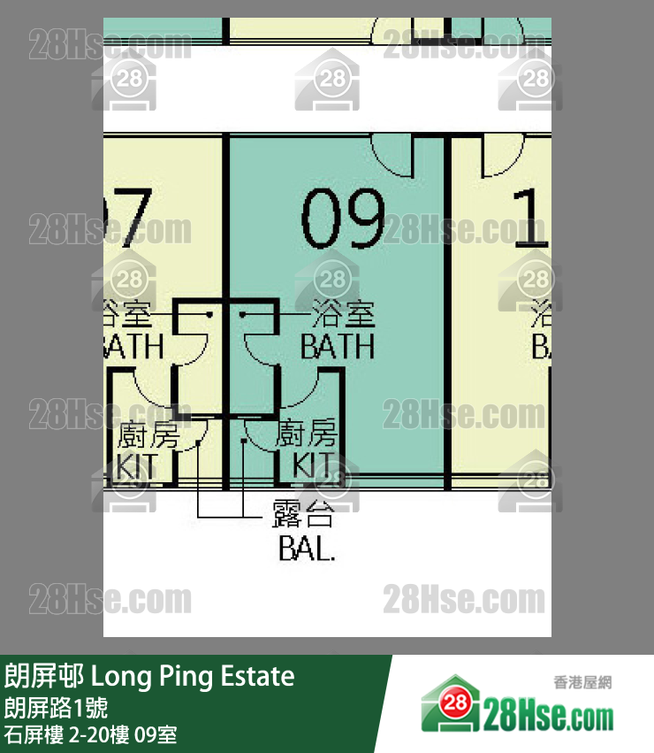 朗屏邨 石屏樓3樓 09室 平面圖