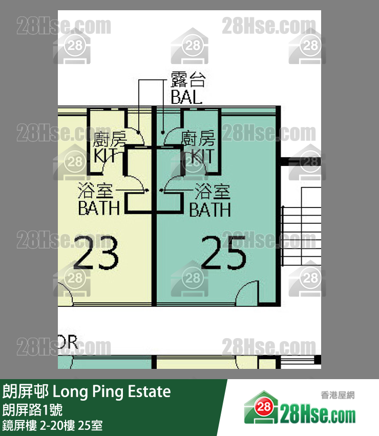 朗屏邨 鏡屏樓 6樓 25室 平面圖