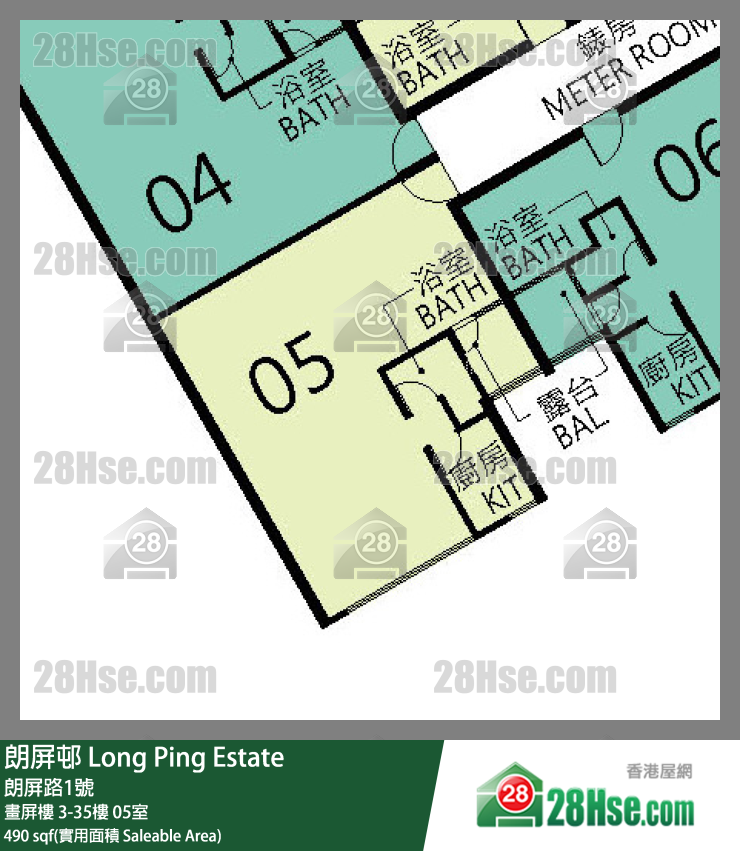 朗屏邨 畫屏樓19樓 05室 平面圖