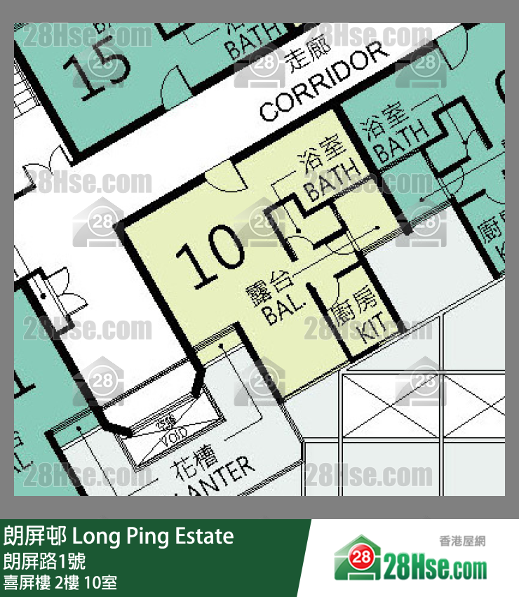 朗屏邨 喜屏樓2樓 10室 平面圖