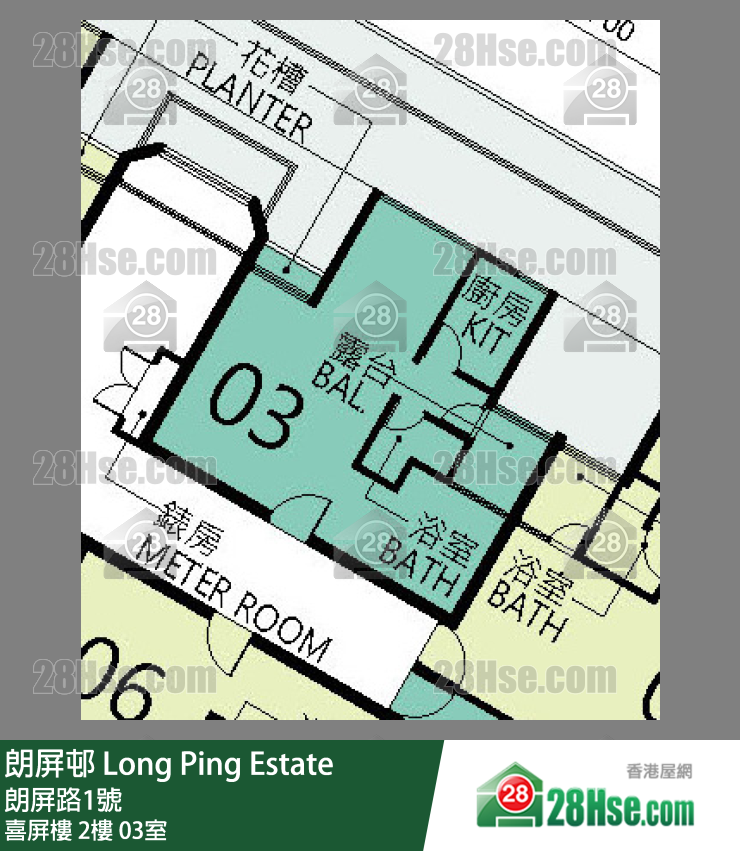 朗屏邨 喜屏樓2樓 03室 平面圖