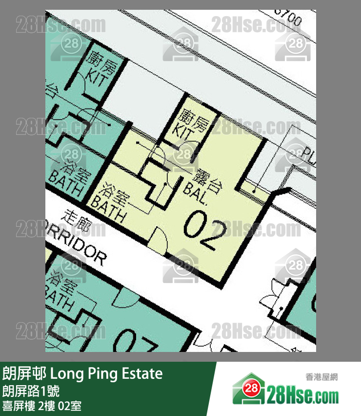 朗屏邨 喜屏樓2樓 02室 平面圖
