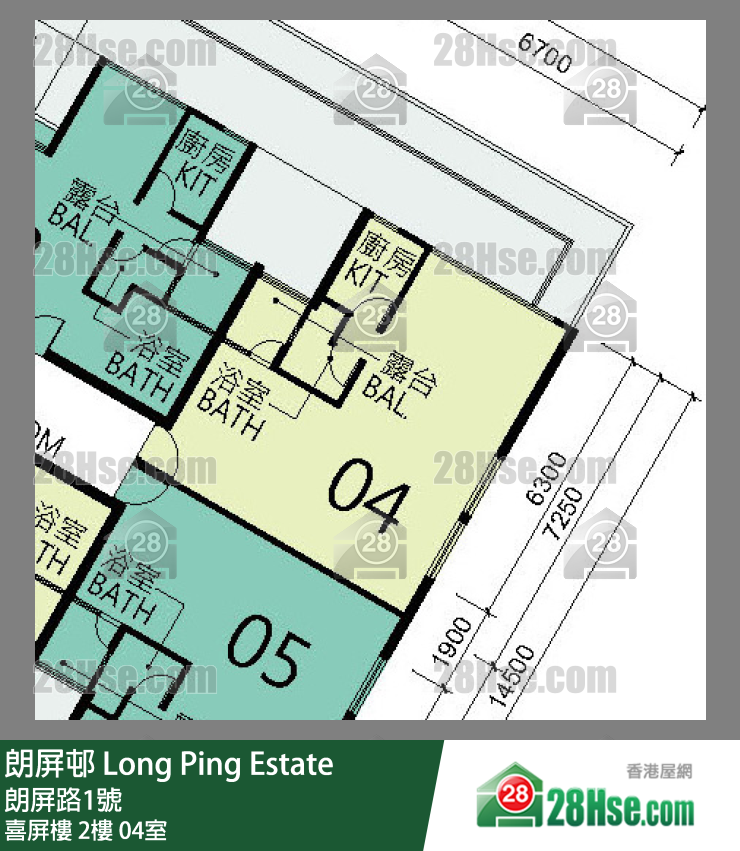 朗屏邨 喜屏樓2樓 04室 平面圖