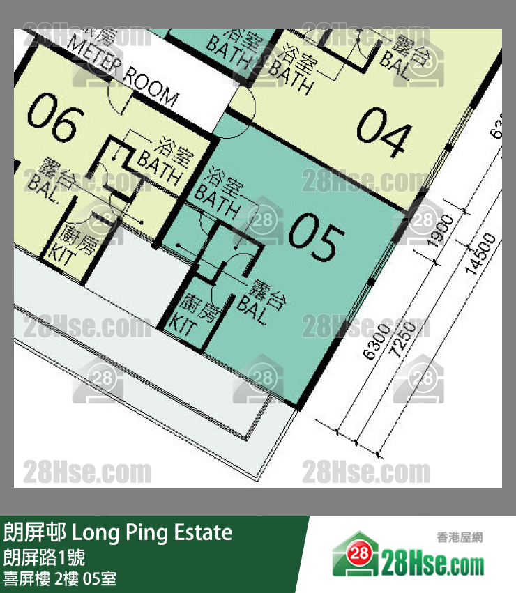 朗屏邨 喜屏樓2樓 05室 平面圖