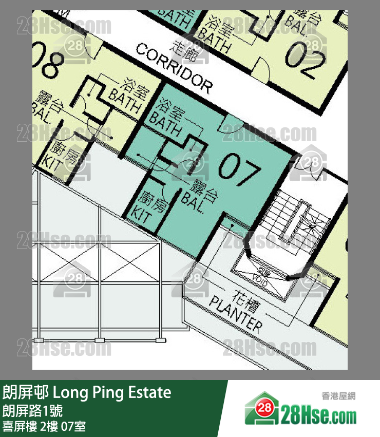 朗屏邨 喜屏樓2樓 07室 平面圖