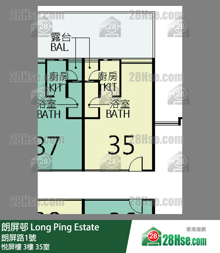 朗屏邨 悅屏樓 3樓 35室 平面圖