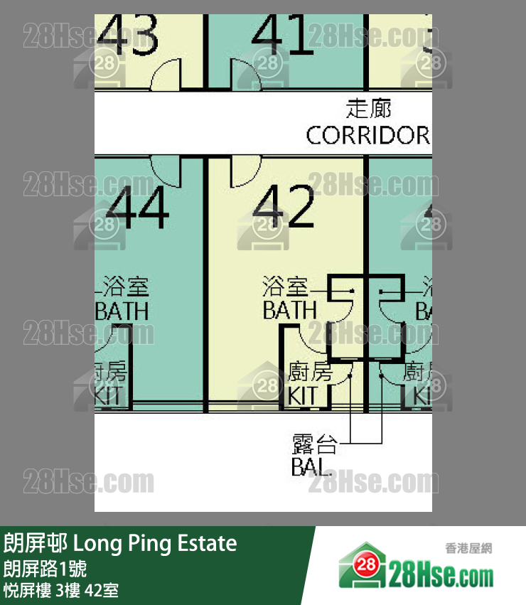 朗屏邨 悅屏樓3樓 42室 平面圖