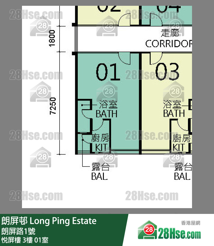 朗屏邨 悅屏樓3樓 01室 平面圖