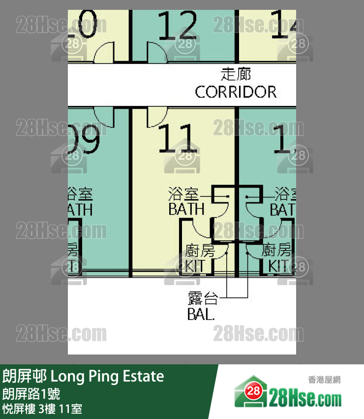 朗屏邨 悅屏樓3樓 11室 平面圖