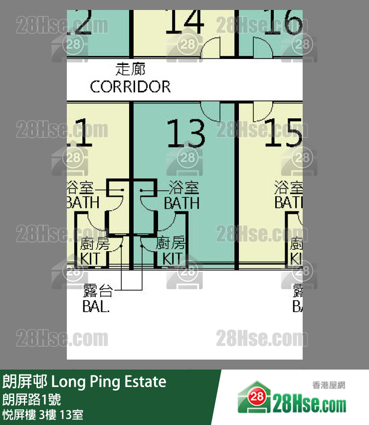 朗屏邨 悅屏樓3樓 13室 平面圖