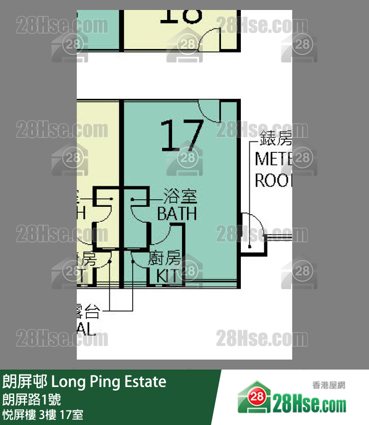 朗屏邨 悅屏樓3樓 17室 平面圖