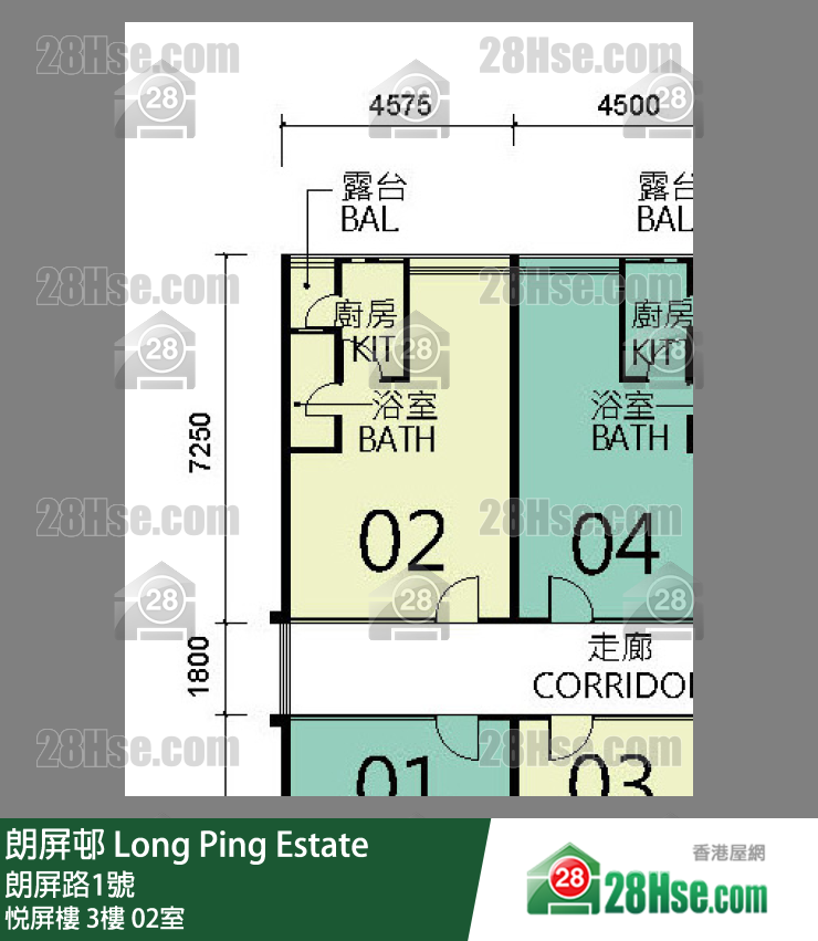 朗屏邨 悅屏樓3樓 02室 平面圖