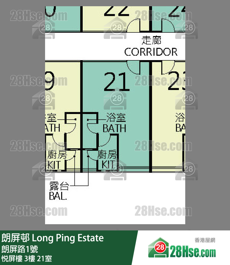 朗屏邨 悅屏樓 3樓 21室 平面圖