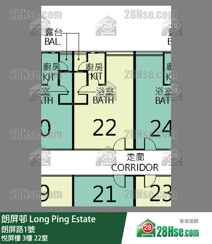 朗屏邨 悅屏樓3樓 22室 平面圖