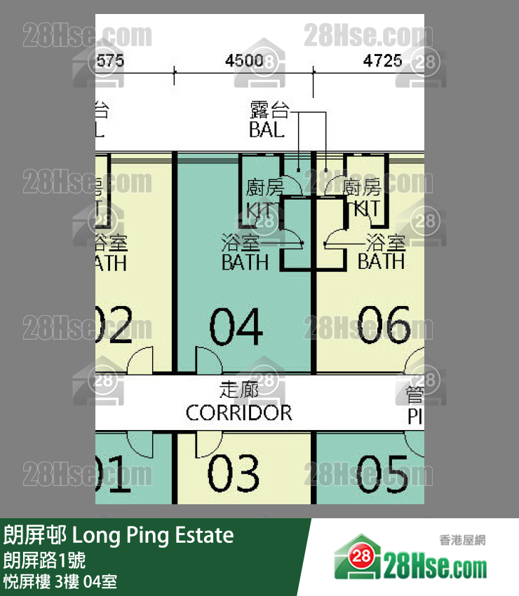 朗屏邨 悅屏樓3樓 04室 平面圖
