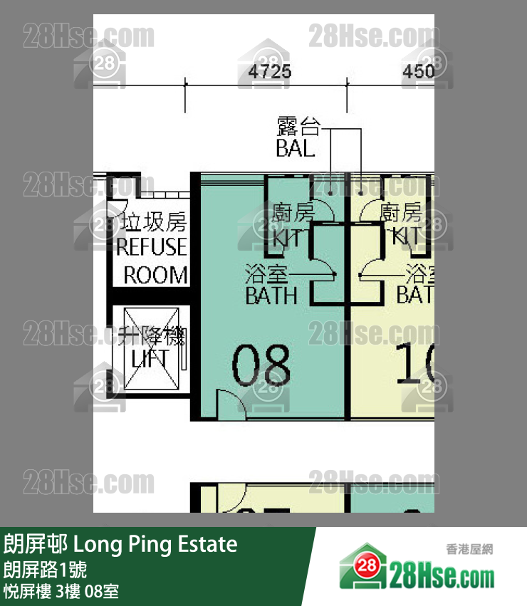 朗屏邨 悅屏樓3樓 08室 平面圖