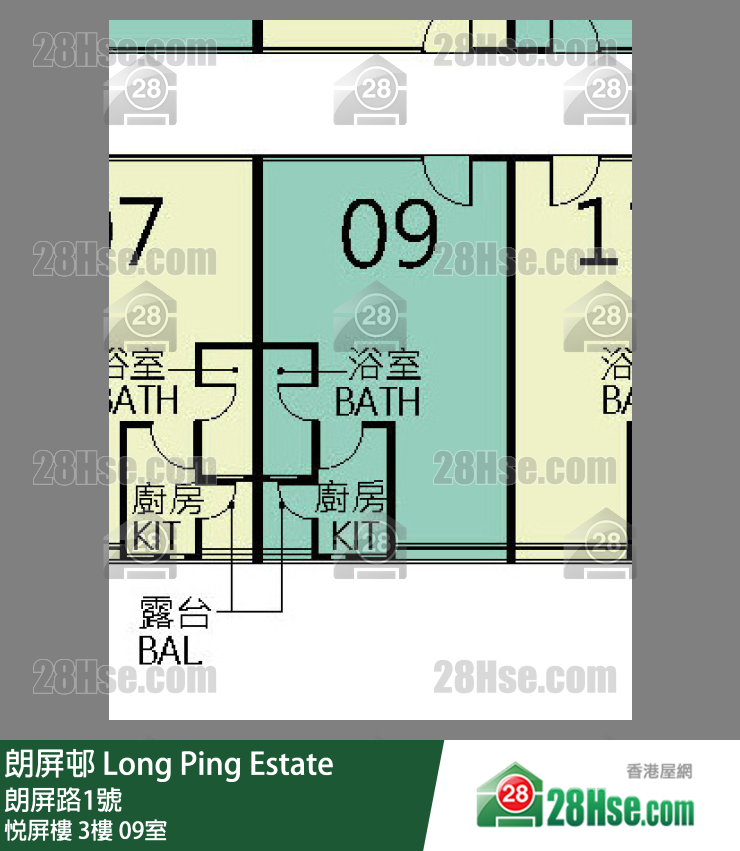 朗屏邨 悅屏樓3樓 09室 平面圖